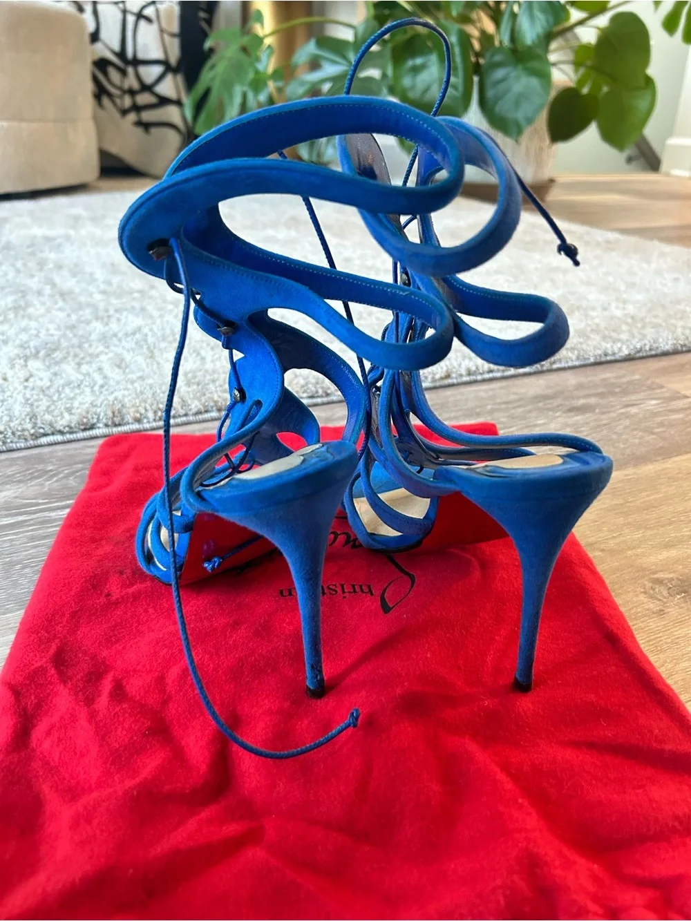 Christian Louboutin Amazoula Gladiator Blue High Heel Sandals Size 41